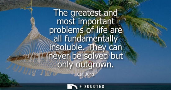Small: The greatest and most important problems of life are all fundamentally insoluble. They can never be sol