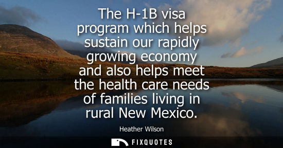 Small: The H-1B visa program which helps sustain our rapidly growing economy and also helps meet the health ca