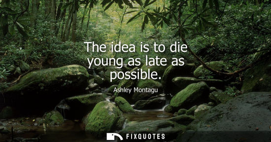Small: Ashley Montagu: The idea is to die young as late as possible