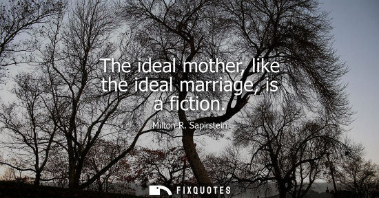 Small: The ideal mother, like the ideal marriage, is a fiction