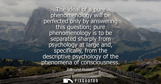 Small: The ideal of a pure phenomenology will be perfected only by answering this question pure phenomenology 