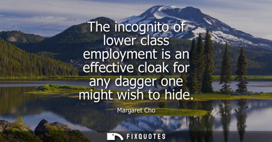 Small: The incognito of lower class employment is an effective cloak for any dagger one might wish to hide