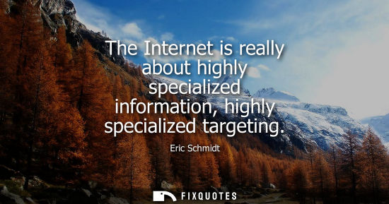 Small: The Internet is really about highly specialized information, highly specialized targeting