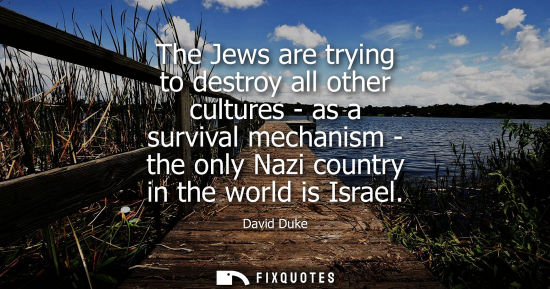 Small: The Jews are trying to destroy all other cultures - as a survival mechanism - the only Nazi country in 