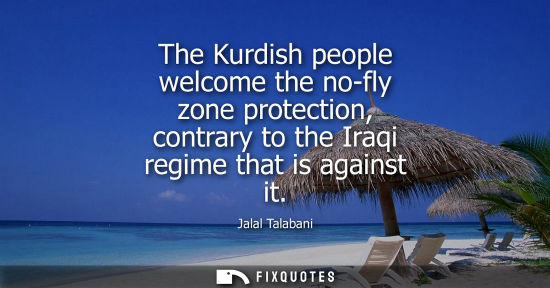 Small: The Kurdish people welcome the no-fly zone protection, contrary to the Iraqi regime that is against it