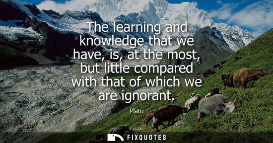 Small: The learning and knowledge that we have, is, at the most, but little compared with that of which we are ignora