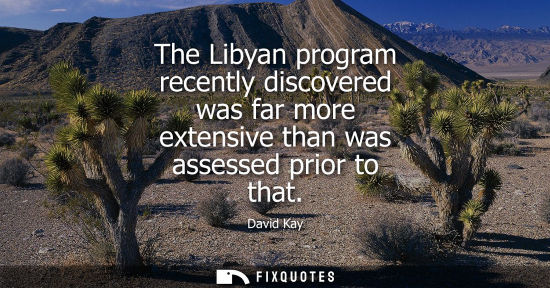 Small: The Libyan program recently discovered was far more extensive than was assessed prior to that