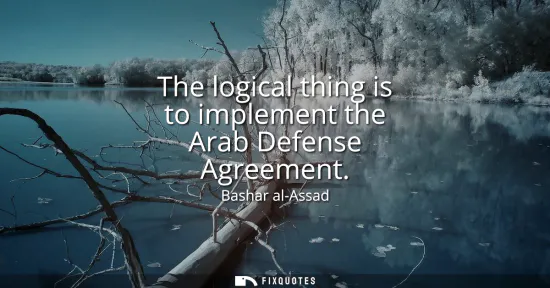 Small: The logical thing is to implement the Arab Defense Agreement