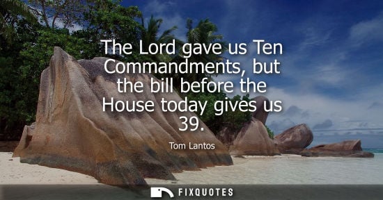 Small: The Lord gave us Ten Commandments, but the bill before the House today gives us 39