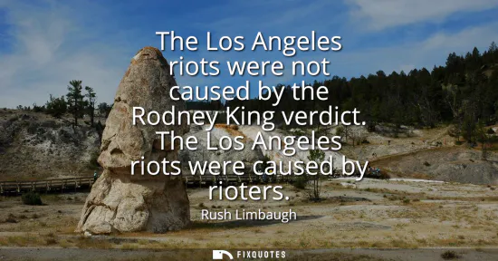Small: The Los Angeles riots were not caused by the Rodney King verdict. The Los Angeles riots were caused by rioters