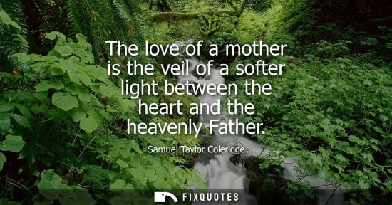 Small: Samuel Taylor Coleridge - The love of a mother is the veil of a softer light between the heart and the heavenl