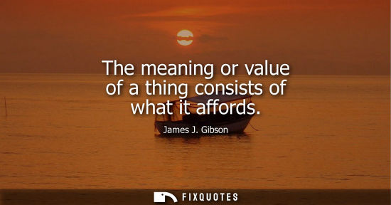 Small: The meaning or value of a thing consists of what it affords