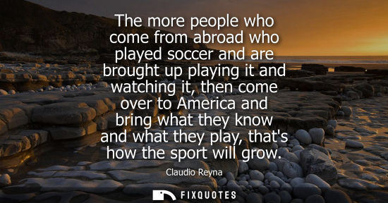 Small: The more people who come from abroad who played soccer and are brought up playing it and watching it, t