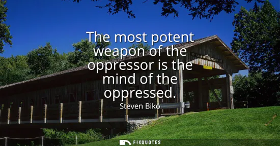 Small: The most potent weapon of the oppressor is the mind of the oppressed