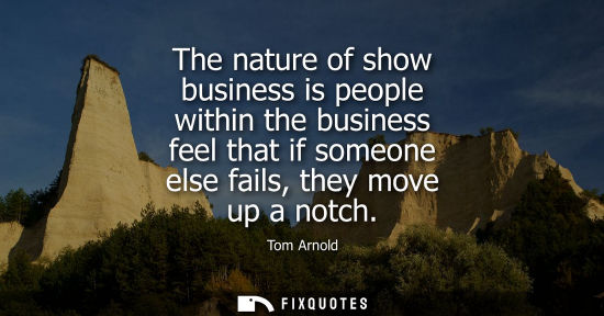 Small: Tom Arnold: The nature of show business is people within the business feel that if someone else fails, they mo