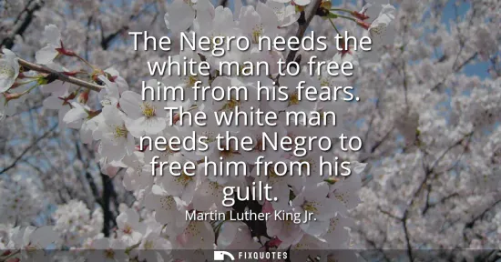 Small: The Negro needs the white man to free him from his fears. The white man needs the Negro to free him from his g