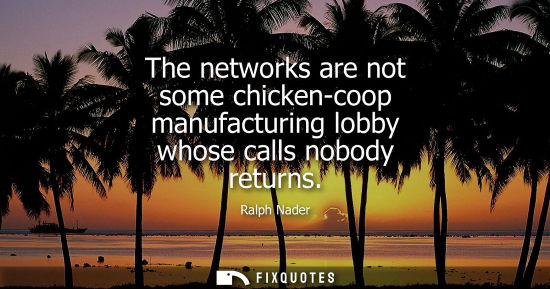 Small: The networks are not some chicken-coop manufacturing lobby whose calls nobody returns