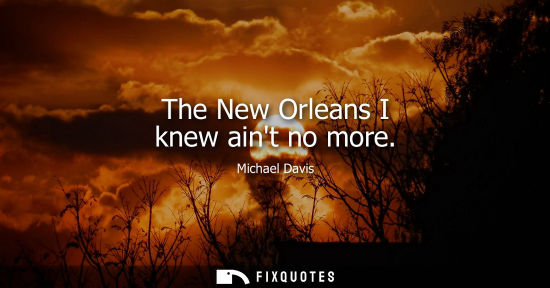 Small: The New Orleans I knew aint no more