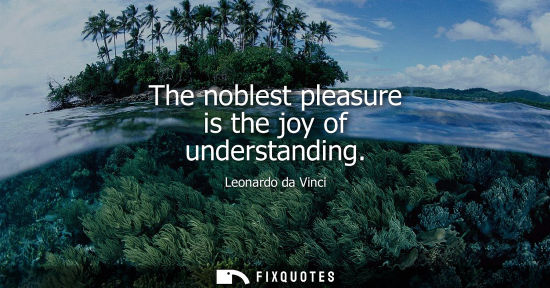 Small: The noblest pleasure is the joy of understanding