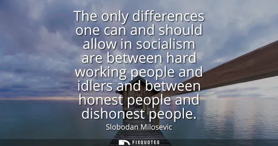 Small: The only differences one can and should allow in socialism are between hard working people and idlers and betw