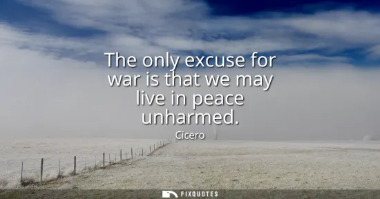 Small: The only excuse for war is that we may live in peace unharmed