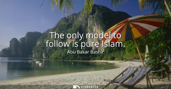Small: The only model to follow is pure Islam