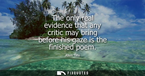 Small: The only real evidence that any critic may bring before his gaze is the finished poem