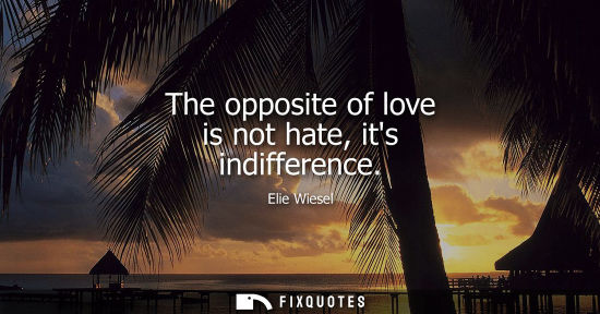 Small: Elie Wiesel: The opposite of love is not hate, its indifference