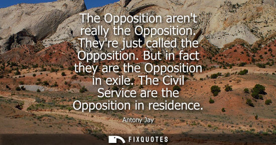 Small: The Opposition arent really the Opposition. Theyre just called the Opposition. But in fact they are the