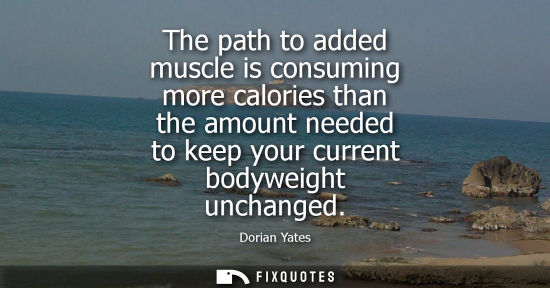 Small: The path to added muscle is consuming more calories than the amount needed to keep your current bodywei