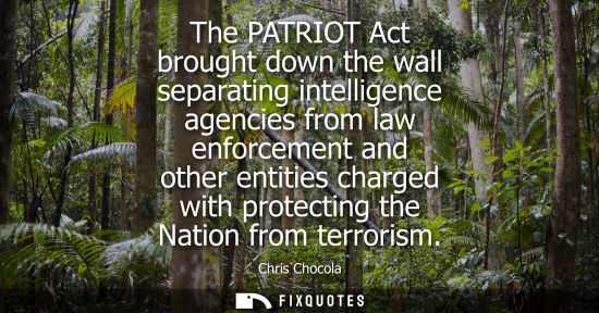 Small: The PATRIOT Act brought down the wall separating intelligence agencies from law enforcement and other e
