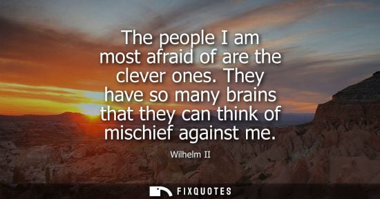 Small: The people I am most afraid of are the clever ones. They have so many brains that they can think of mis