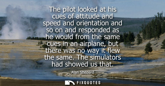 Small: The pilot looked at his cues of attitude and speed and orientation and so on and responded as he would 