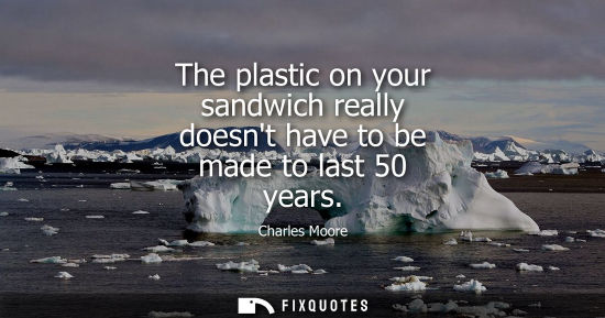 Small: The plastic on your sandwich really doesnt have to be made to last 50 years