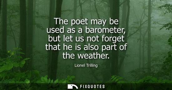 Small: The poet may be used as a barometer, but let us not forget that he is also part of the weather