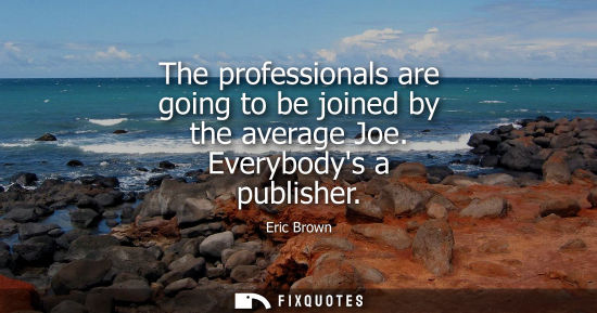 Small: The professionals are going to be joined by the average Joe. Everybodys a publisher