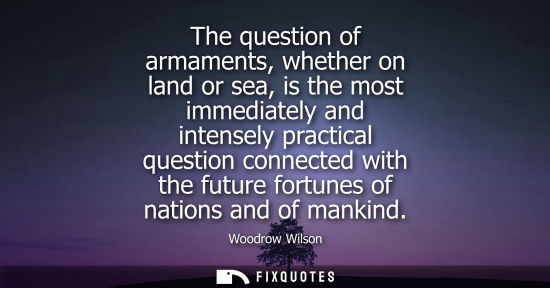 Small: The question of armaments, whether on land or sea, is the most immediately and intensely practical ques