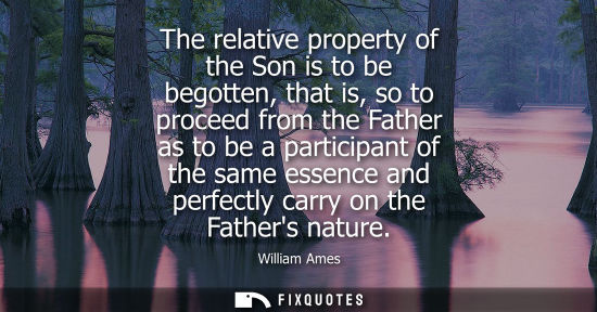 Small: The relative property of the Son is to be begotten, that is, so to proceed from the Father as to be a p