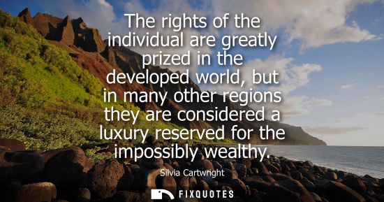 Small: The rights of the individual are greatly prized in the developed world, but in many other regions they are con