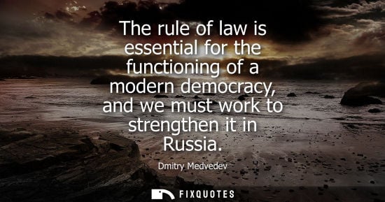 Small: The rule of law is essential for the functioning of a modern democracy, and we must work to strengthen 