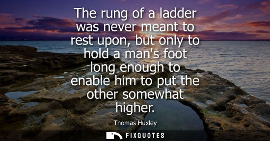 Small: The rung of a ladder was never meant to rest upon, but only to hold a mans foot long enough to enable h