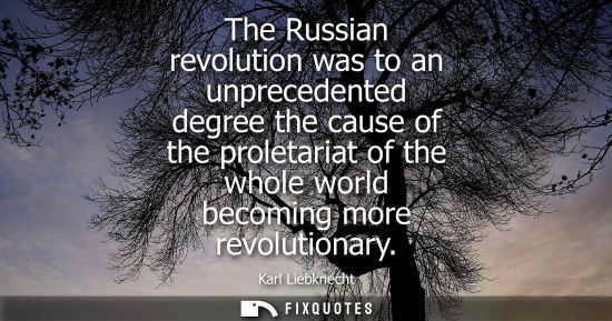 Small: The Russian revolution was to an unprecedented degree the cause of the proletariat of the whole world b