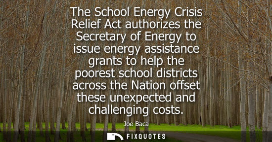 Small: The School Energy Crisis Relief Act authorizes the Secretary of Energy to issue energy assistance grants to he