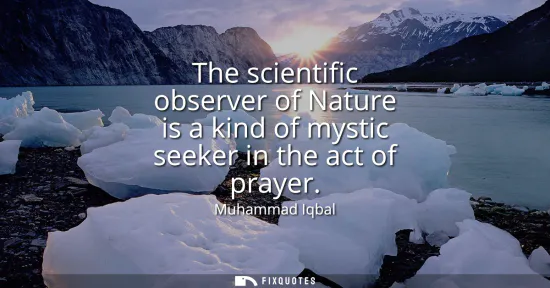 Small: The scientific observer of Nature is a kind of mystic seeker in the act of prayer