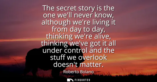 Small: The secret story is the one well never know, although were living it from day to day, thinking were alive, thi