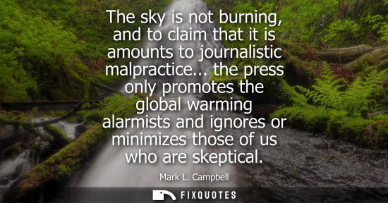 Small: The sky is not burning, and to claim that it is amounts to journalistic malpractice... the press only p