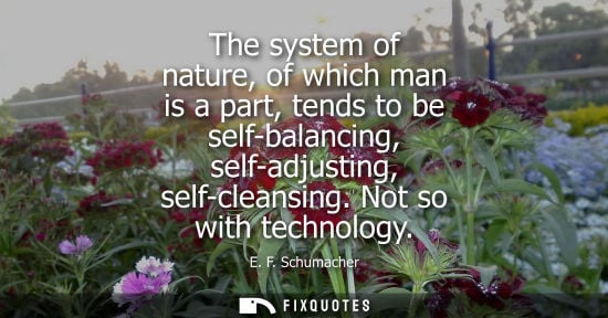 Small: The system of nature, of which man is a part, tends to be self-balancing, self-adjusting, self-cleansing. Not 