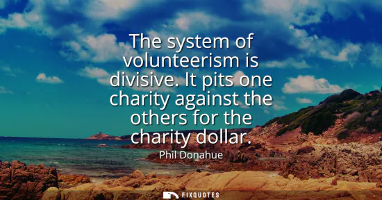 Small: The system of volunteerism is divisive. It pits one charity against the others for the charity dollar