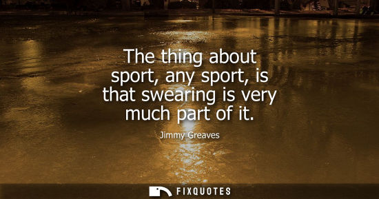 Small: The thing about sport, any sport, is that swearing is very much part of it