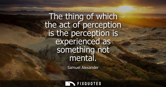 Small: The thing of which the act of perception is the perception is experienced as something not mental